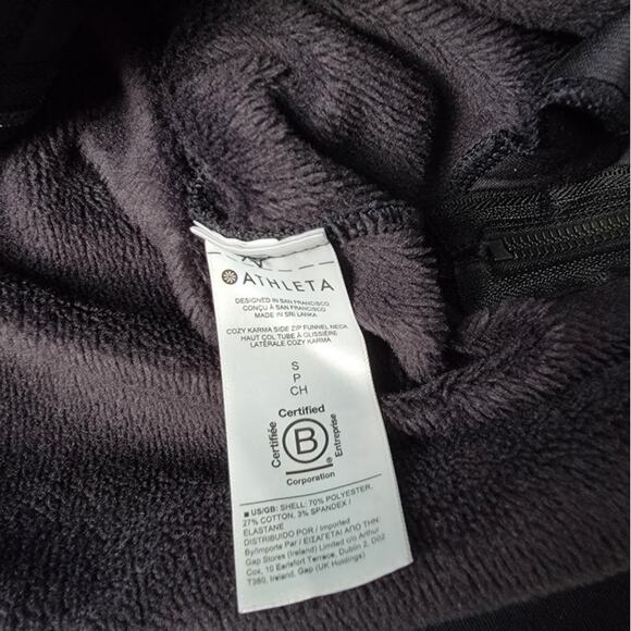 Athleta Cozy Karma Funnel Neck Sweatshirt Black Women’s SM Soft Fleece Lined - Picture 7 of 10
